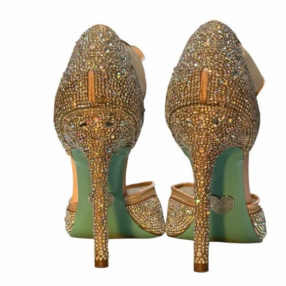 Blue by Betsey Johnson Iris Rhinestone Ankle Pumps Sz 10 Crystal Embellished - Picture 4 of 10